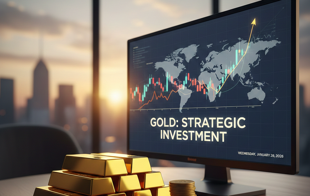 Gold bars and coins representing investment in 2026